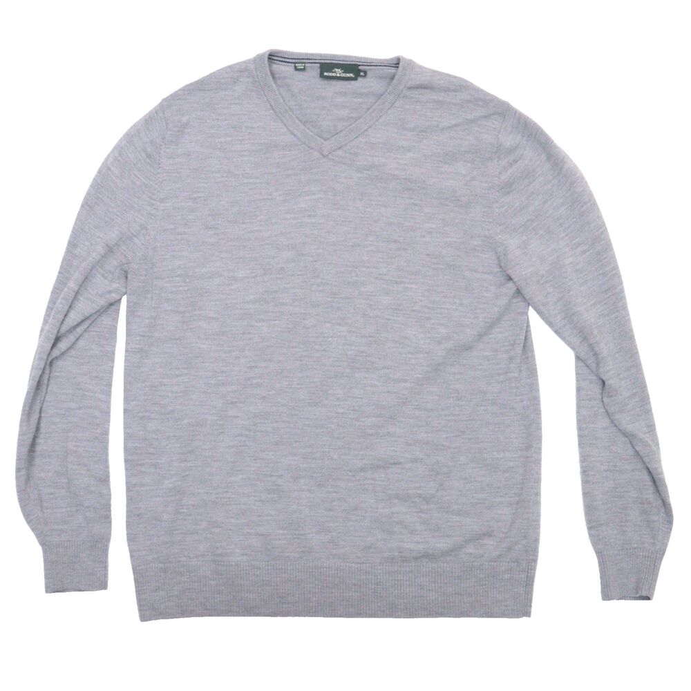 Rodd & Gunn Men's Sweater Size XL Gray V Neck Fine Merino Wool Preppy Winter - Picture 1 of 8